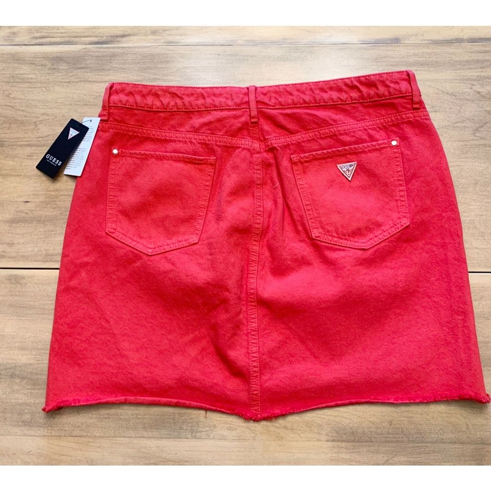 NWT Guess Denim Skirt Size XLarge Short length Coral red New